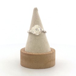 BAGUE PERLES ARG ROSE BLANCHE