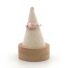 Bague "tête de mort strass", NACRE ROSE