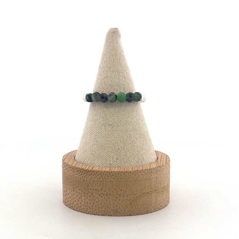 Bague perles argent 925 et pierre rubis zoisite