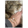 bracelet "doudou", chat en nacre blanche et mini étoile