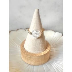 BAGUE PERLES PO ROSE BLANCHE