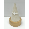 BAGUE PERLES ARG CROIX NACRE