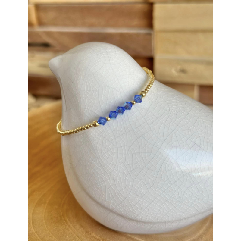 Bracelet or, Swarovski bleu