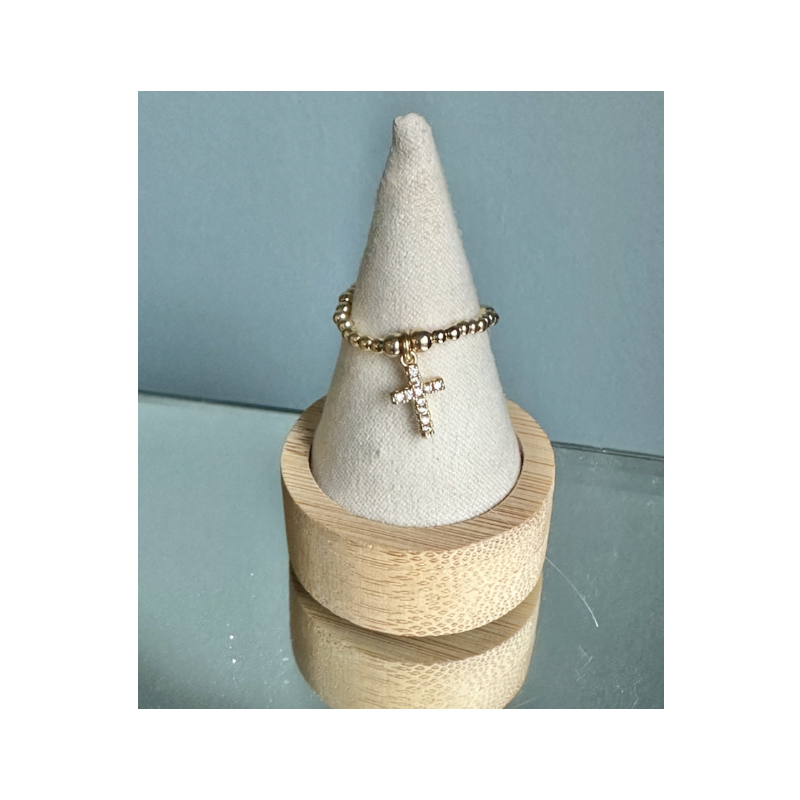 BAGUE PERLES PO CROIX STRASS