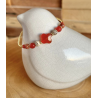 Bracelet fin or , perles cornaline et bambou, croix en agate