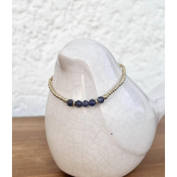 Bracelet or, perles en iolite