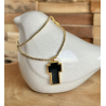 Collier "croix noire " plaqué or