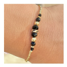 Bracelet fin or, rondelle zirconium noir, perles onyx