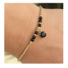 Bracelet fin or, pendentif et perles en onyx