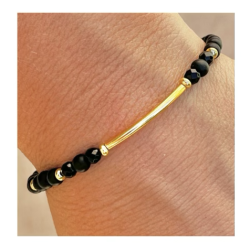 Bracelet perles onyx, barre...