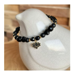 Bracelet perles onyx (mats...